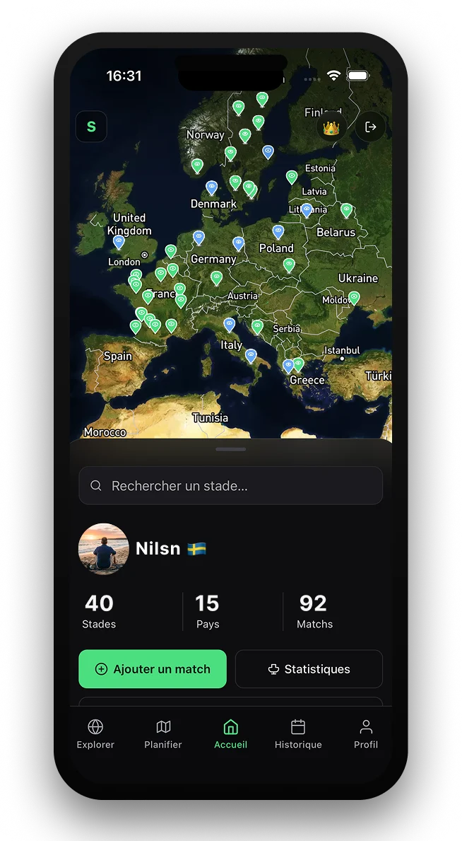 Aperçu de l'application Stadiz